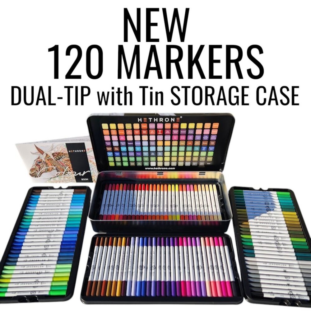NEW 120 Colors Art Supplies Brush Markers Pens for Adult Coloring Books School D